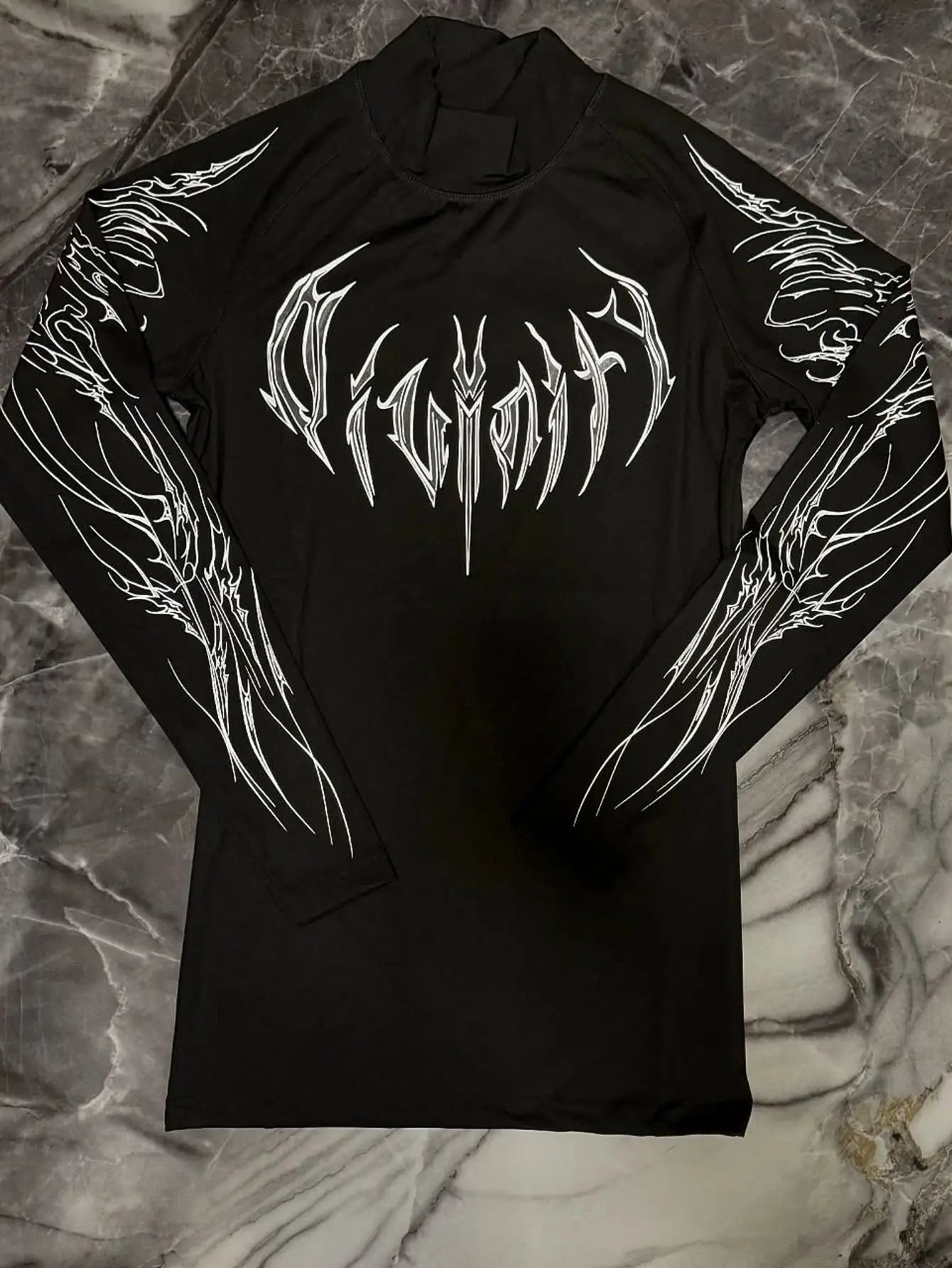 Men's High-neck Printed Tight-fitting Clothes For Fitness Training Quick-drying Clothes Elastic And Breathable For Exercise