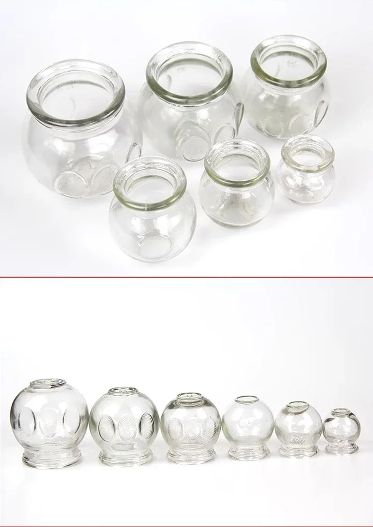 6/8/12pcs Thick Glass Cupping Beauty Can Chinese Traditional Healthcare Cupping Body Points Massage GuaSha Therapy gift fire rod