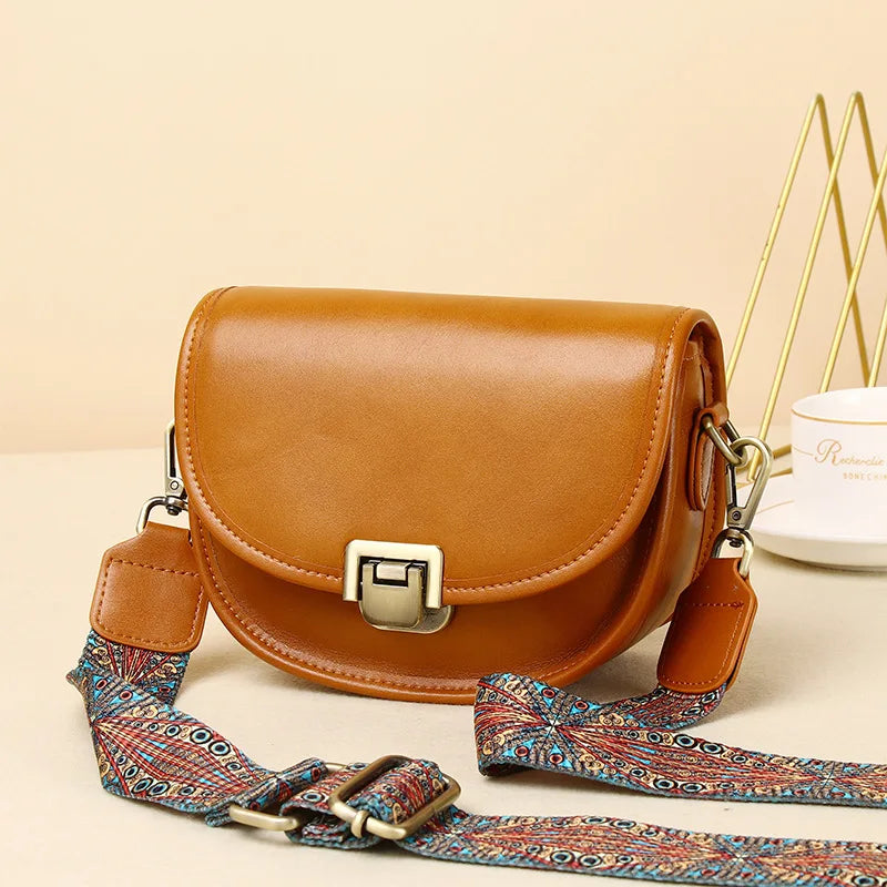 2023 New Style Real Leather Women's Bag Vegetable Tanned Genuine Cow Leather Single Shoulder Messenger Bag Lady Popular Purse