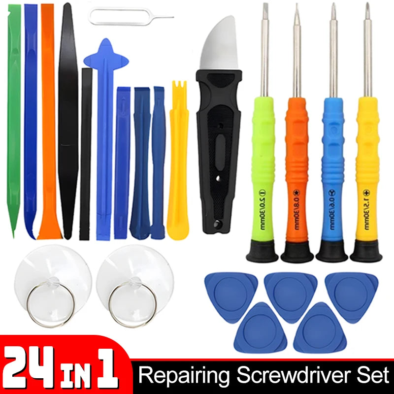 24 in 1 Repair Opening Tools Kit Spudger Pry Screwdriver Set for Mobile Phone Tablet Computer Disassemble Hand Tool Set 24-1pcs