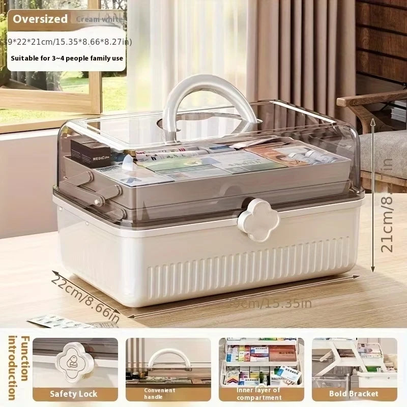 Smart Flip-Top Medicine Box - Visual Window Multi-Layer Pill Organizer with Handle