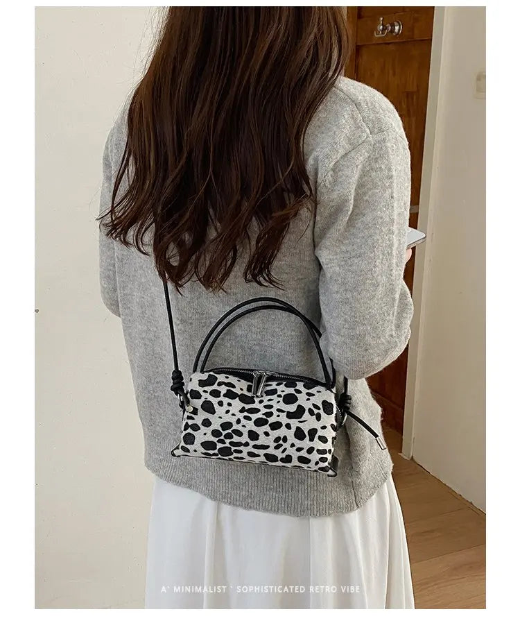 Women'S Handbag 2026 Small Square Bag Leopard Print Design Minimalist Shoulder Bags Commuter Frosted Mini Crossbody Bags