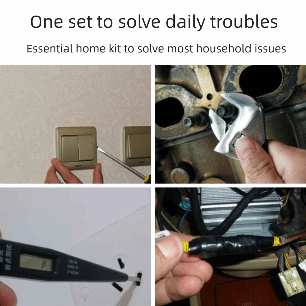 Carbon Steel Gift Tools Set Multi-Function Hard Case Hand Tools Set Portable Wireless Charging Complete Toolbox DIY Projects