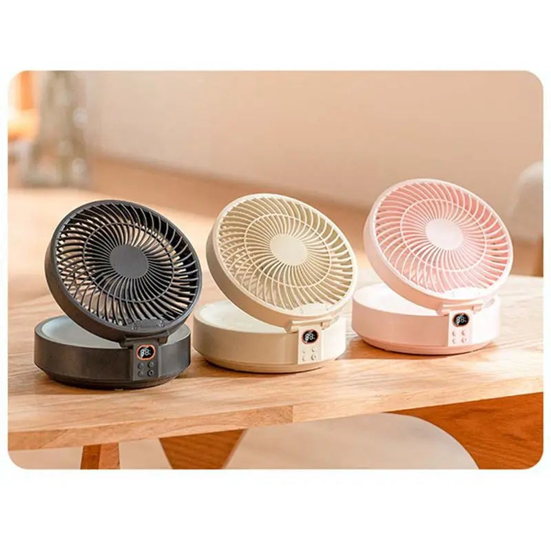 Remote Control Wireless Wall Mounted Circulation Air Cooling Fan With LED Light Folding Electric Ventilator Table Fan