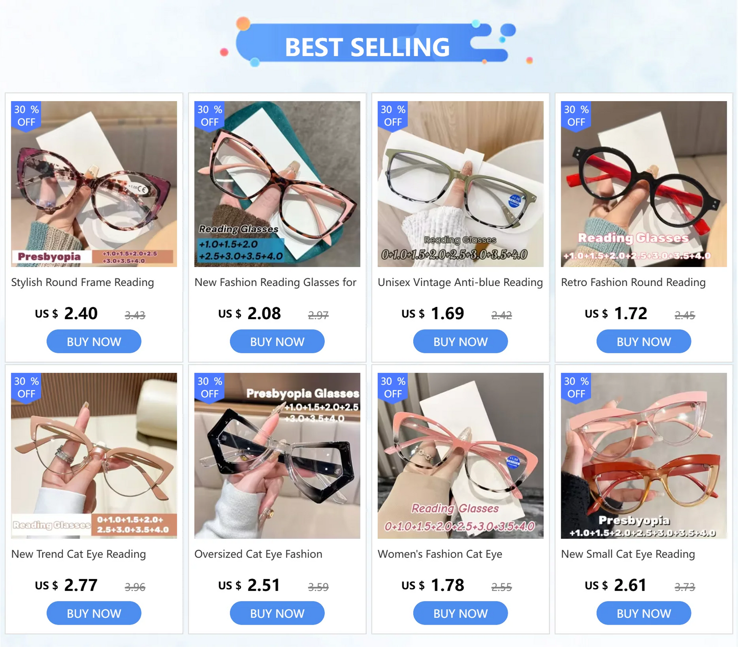 Fashion Ladies Reading Glasses Women Men Trendy Luxury Design Presbyopia Eyeglasses Cat Eye Anti-blue Light Eyewear for Female