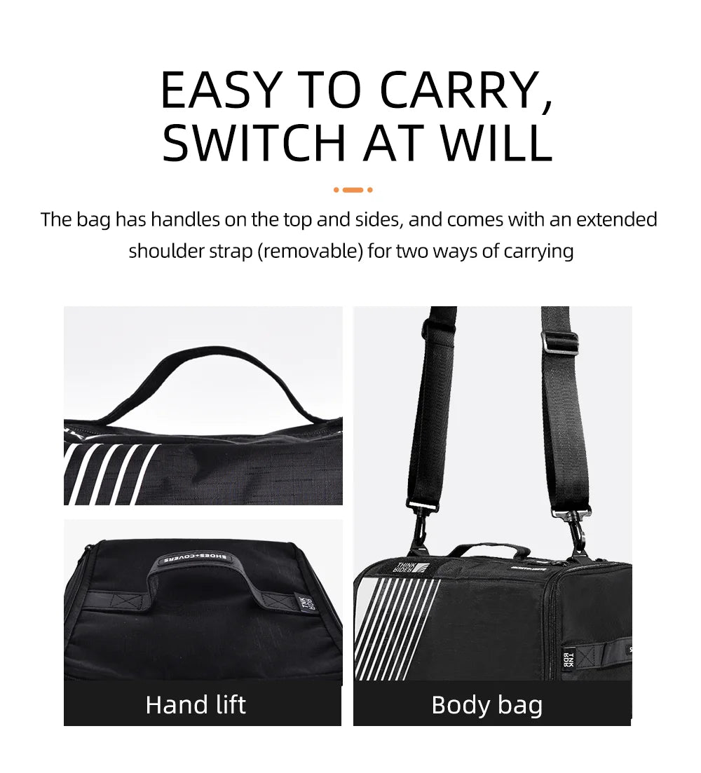 ThinkRider Race Day Essential Cycling Rain Bag Tote with bike helmet and riding shoes, bowling bag, gym bag