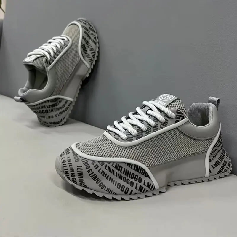 Chunky Sneakers Men Designer Cover Bottom Board Shoes Fashion Casual Leather Fabric Breathable Increased Internal Platform Shoes