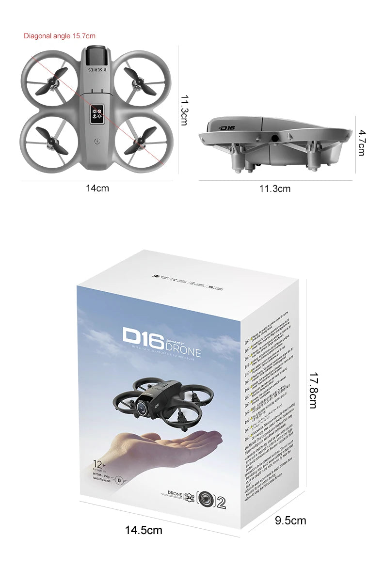 D16 Mini RC Quadcopter Drone Wide Angl 1080P HD Dual Camera 5G WIFI FPV UAV Obstacle Avoidance Optical Flow Perfect  Outdoor Toy