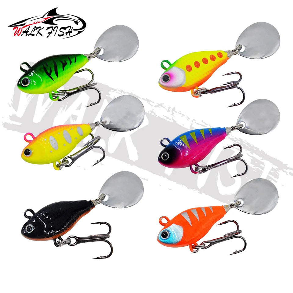 WALK FISH New 15g Metal Vib Rotating Spoon Wobbles Vibration Fishing Lures for Pike Bass Winter Jigs Pesca Fishing Tackle