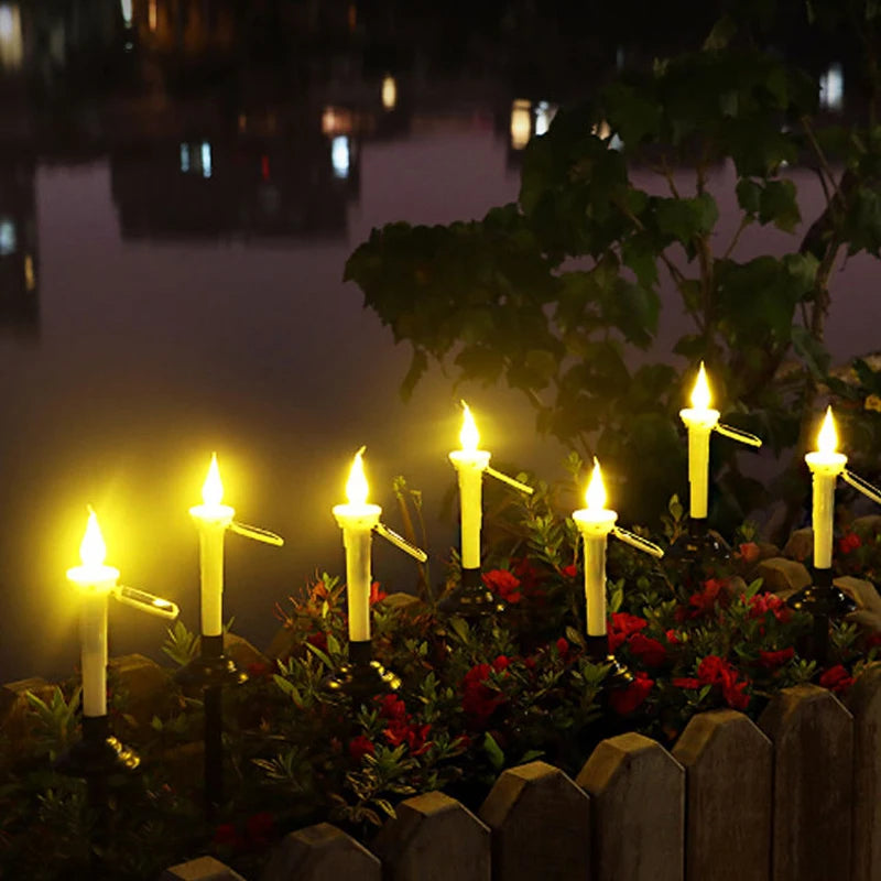 Solar Garden Light Candle Light with Candlesticks Holders Waterproof LED Solar Lamp for Outdoor Garden Lawn Pathway Decoration