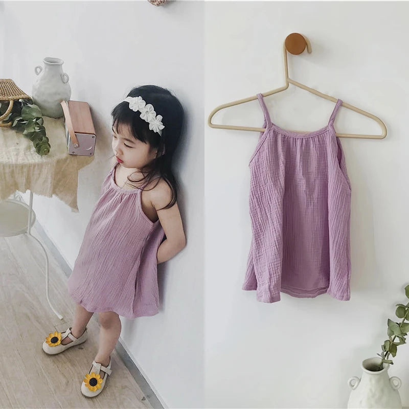 Cute Cotton Baby Dresses One-piece Summer Beach Sundress Muslin Dress for Girls Christening Carnival Costume Baby Newborn Items