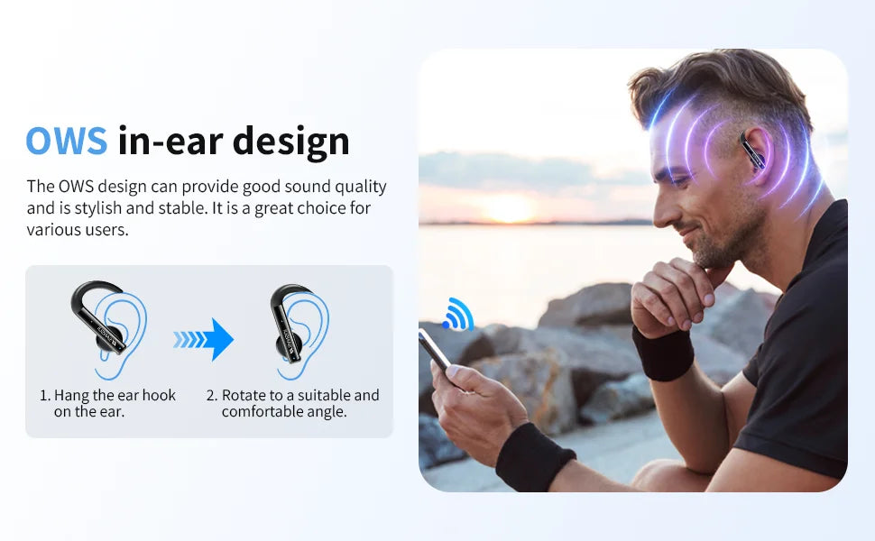 Sansui In-Ear OWS Bluetooth 5.4 Earphones Air Conduction Sports Wireless Headphone High Quality Bluetooth Headset with Smart app