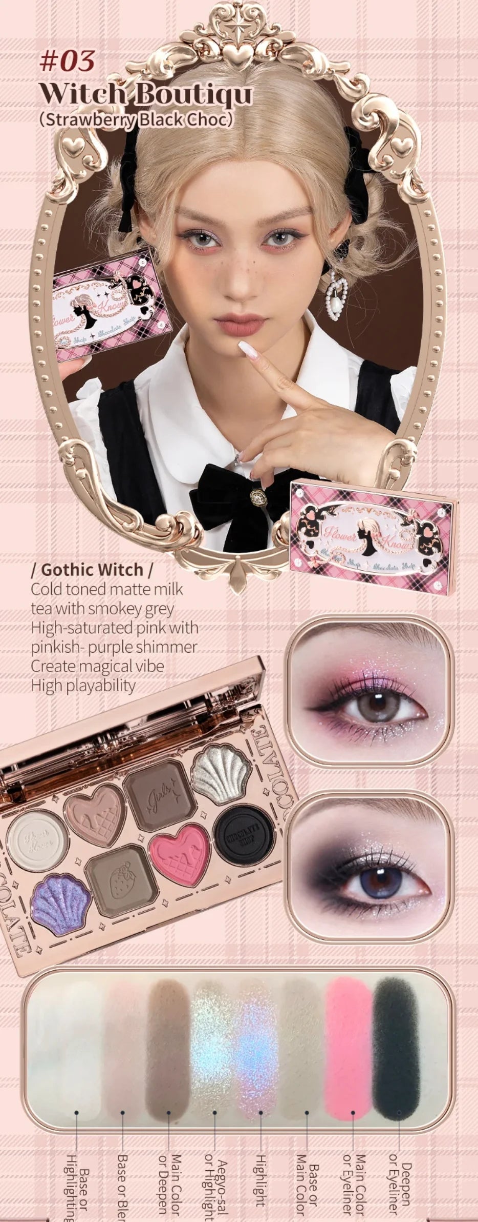 Flower Knows Chocolate SWEETIE BEAR Makeup Set Eyeshadow Palette Matte Lip Mud Blush Long Lasting Black Mascara Cream Original