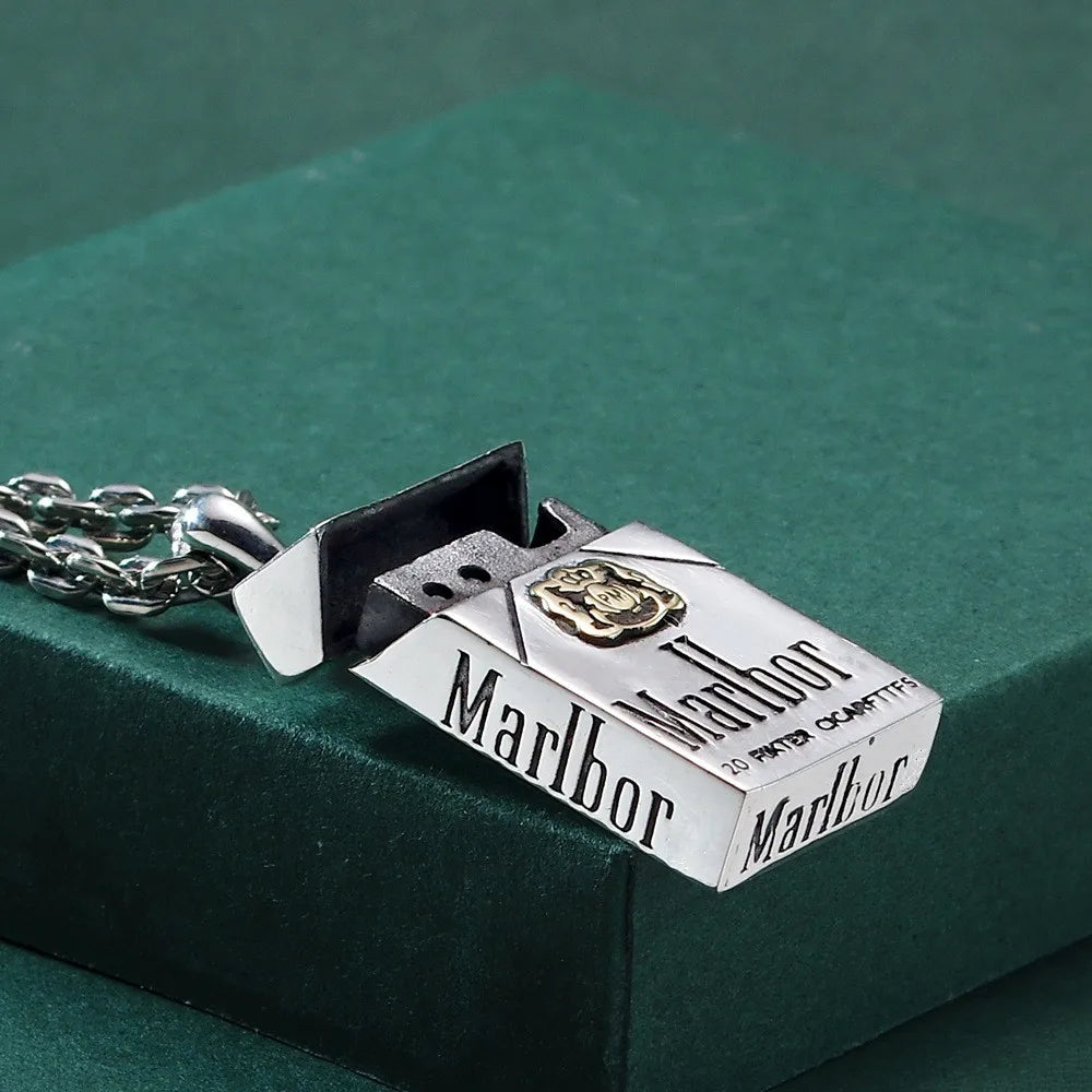 Necklace Pendant Pure 925 Sterling Silver Creative Cigarette Box Model Luxury Fine Jewellery Women Men 2025 St Valentine Day P41