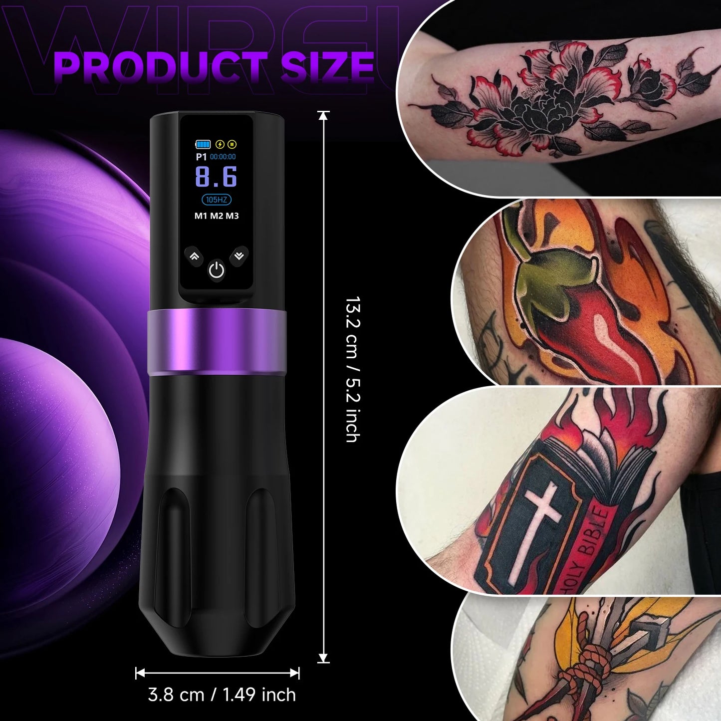 DQFART Wireless Tattoo Pen 10000 Rmp For Permanent Makeup Tattoo Machine for Professional Tattoo Artists Tattoo Supplies