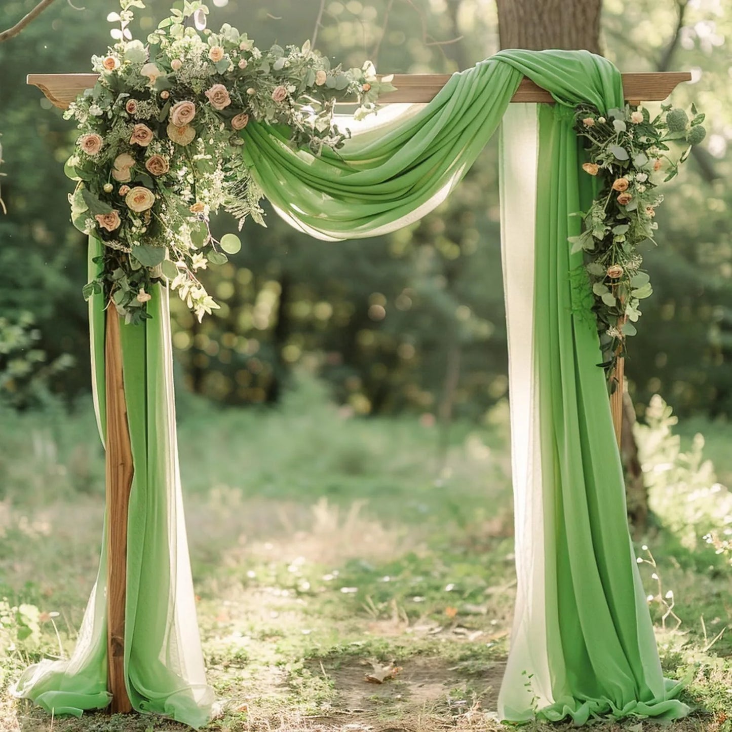 Beautiful Chiffon Drapes Arched Door Chiffon Curtains Wedding Decor Fabric Outdoor Decoration Hanging Curtains Wedding Lawn