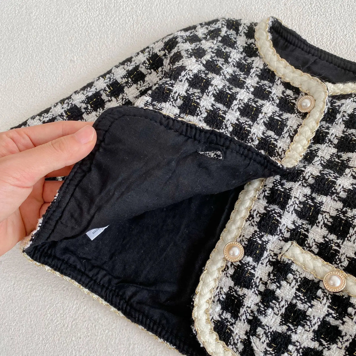 Girl Clothing Set 2026 Spring Baby Tweed Plaid Girl's Two Piece Suit Jacket+ Short Pants Sweet Girl's Suit
