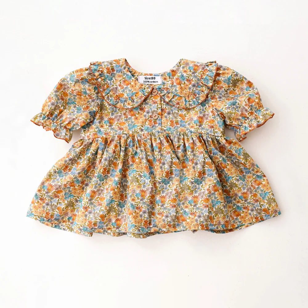 2Pcs Baby Girl Clothing Sets Summer Cotton Infant Baby Girl Outfits Blouse + Bottom Toddler Girl Clothes
