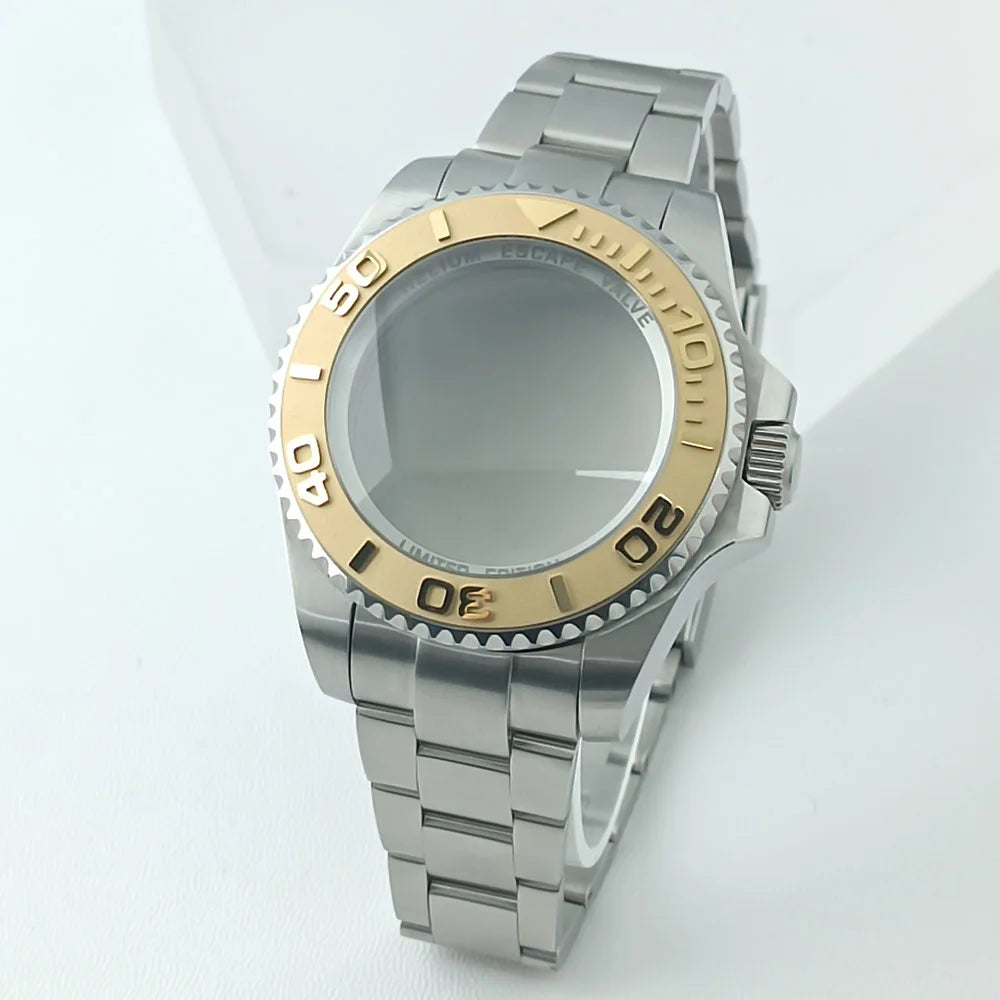 44MM Ceramic Bezel Case Silver SEA Big DEEP Homage Sapphire Crystal Watch Case Stainless 21MM Watch Strap Fit NH35 NH36 Movement