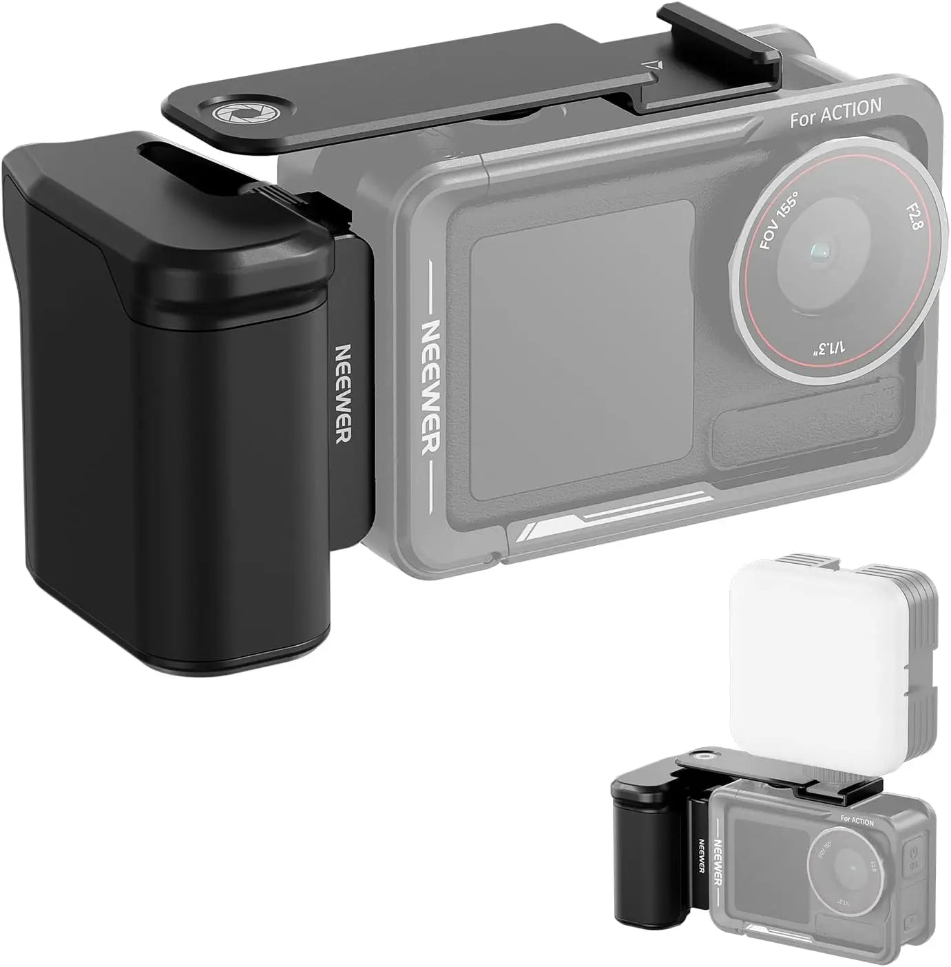 NEEWER Cage and Side Handle Kit Vlogging Protective Metal Video Rig with Magnetic Adapter Mount for DJI Osmo Action 5 Pro / 4/3