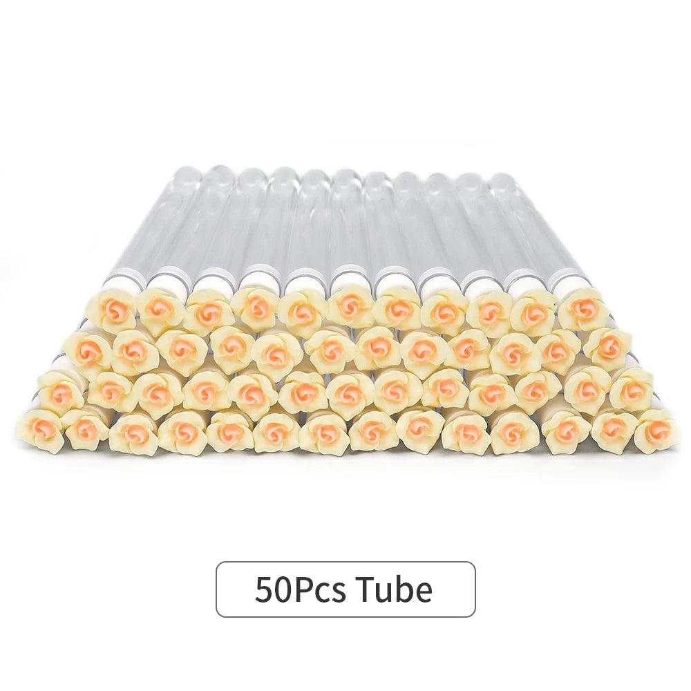 10/50Pcs Flower Eyelash Brush Tube Disposable Mascara Wands Tube Reusable Lash Spoolies Brush Dust-proof Cleaner Storage Tubes