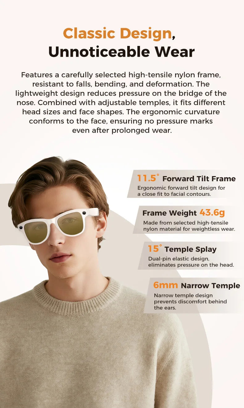 AI Smart Glasses M02Ultra with Charging Case - 800MP Camera, Object Recognition, Translation, WiFi, Navigation, Recording