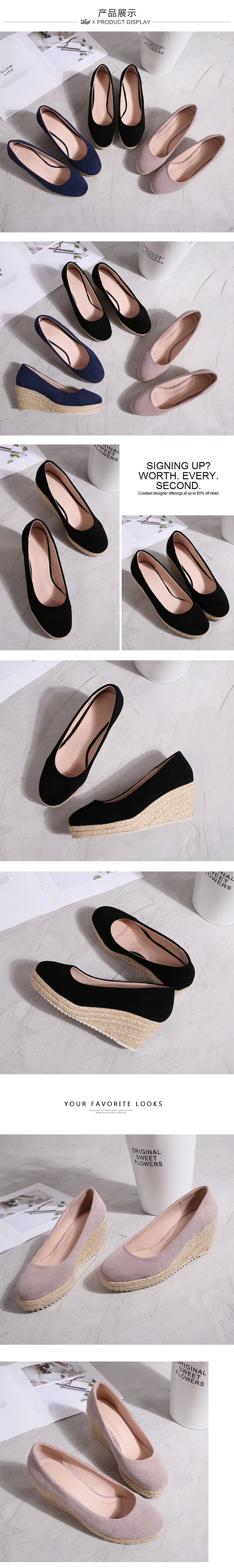 2023 Princess Kate's Same Suede Wedge Single Shoes Women Shallow Mouth Espadrilles Spring&Autumn Sandals High Heels Ladies Shoes