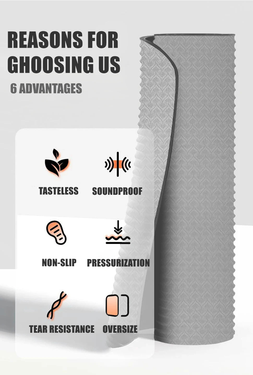 190CM Yoga Mat High Density Anti-Tear Exercise Mat Extra Long & Wide Non Slip Workout Mat with Carrying Strap for Sports Fitness