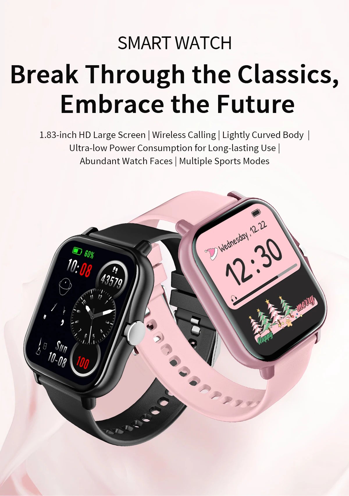 2025 New Smartwatch 1.83‘‘HD Screen with Wireless Call Sport Fitness Tracker Music Control Sedentary Reminder for Men Women Gift