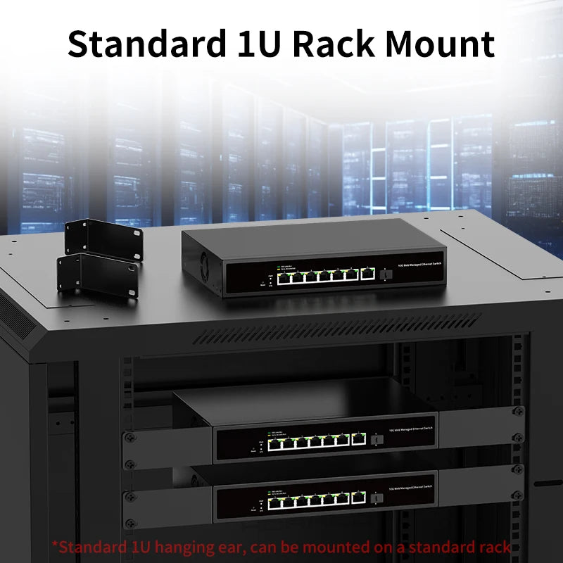 GoodTop 7 Port 10Gb Web Managed Switch with 1 Port 10G SFP+ Network Switch 160G Bandwidth Home Lab Networking Switch