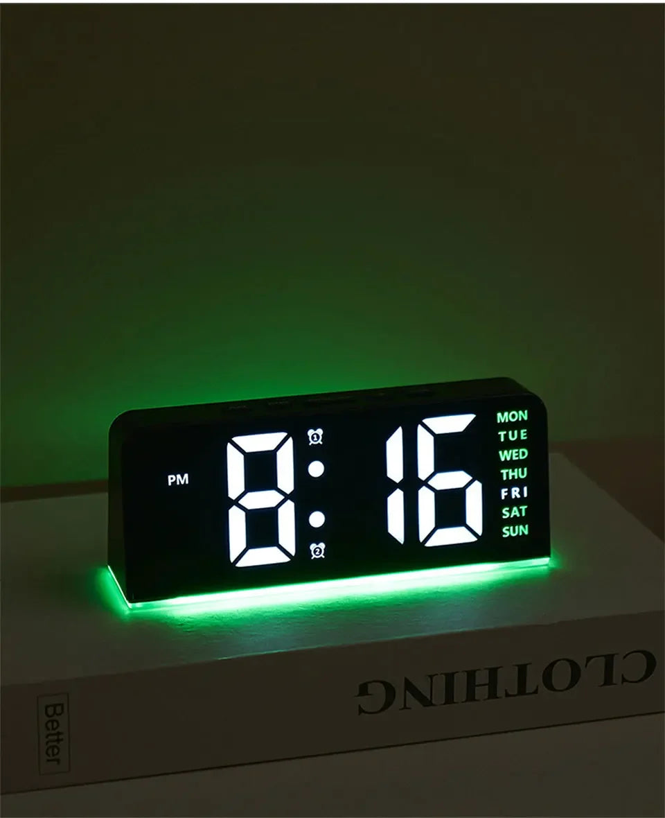 7'' LED Digital Alarm Clock Table Clock Three-Level Adjustable Brightness Dimmer/Dual Alarm/Temp/Date/Night Light for Bedrooms