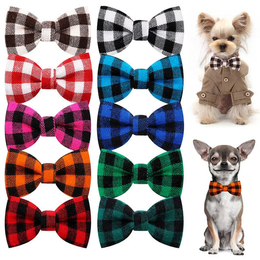 50pcs Cotton Glaid Dog Bowtie Sliding Pet Dog Collar Bow Bulk Small Doga CataBow Tie For Dogs Pets Grooming Dog Accessories