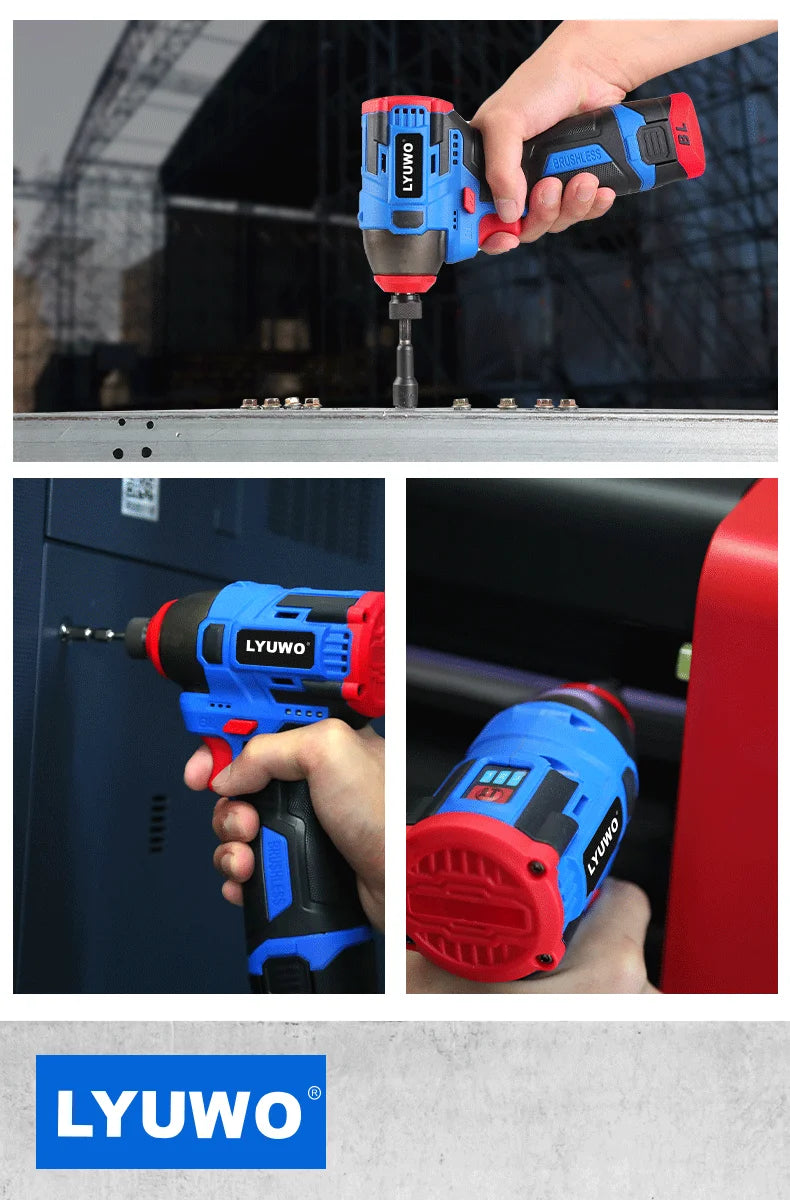 LYUWO 16V Electric Drill Screwdriver 160N.m impact Driver cordless drill Household Multifunction Hit Power Tools