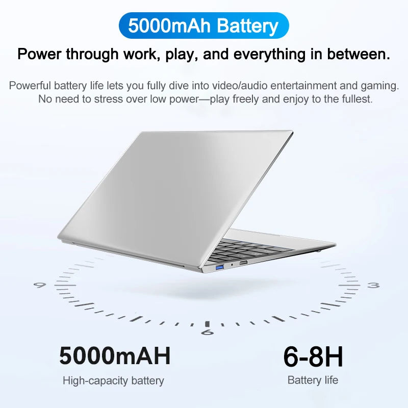 2025 14.1 Inch Slim Laptop Windows 11 Intel Core I9-9900U 32GB DDR4 2TB SSD Gaming Notebook WiFi 6 Office Study Computer PC