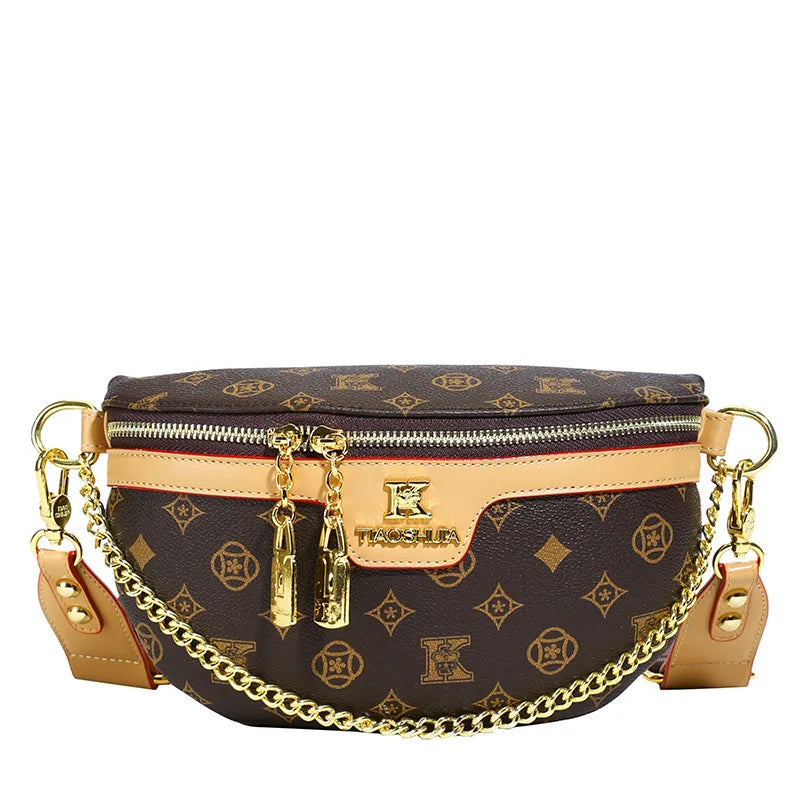 High-End Fashion Women's Waist Bag Luxury Classic Printed Single Shoulder Crossbody Bag Versatile Women Chest Bag British Style