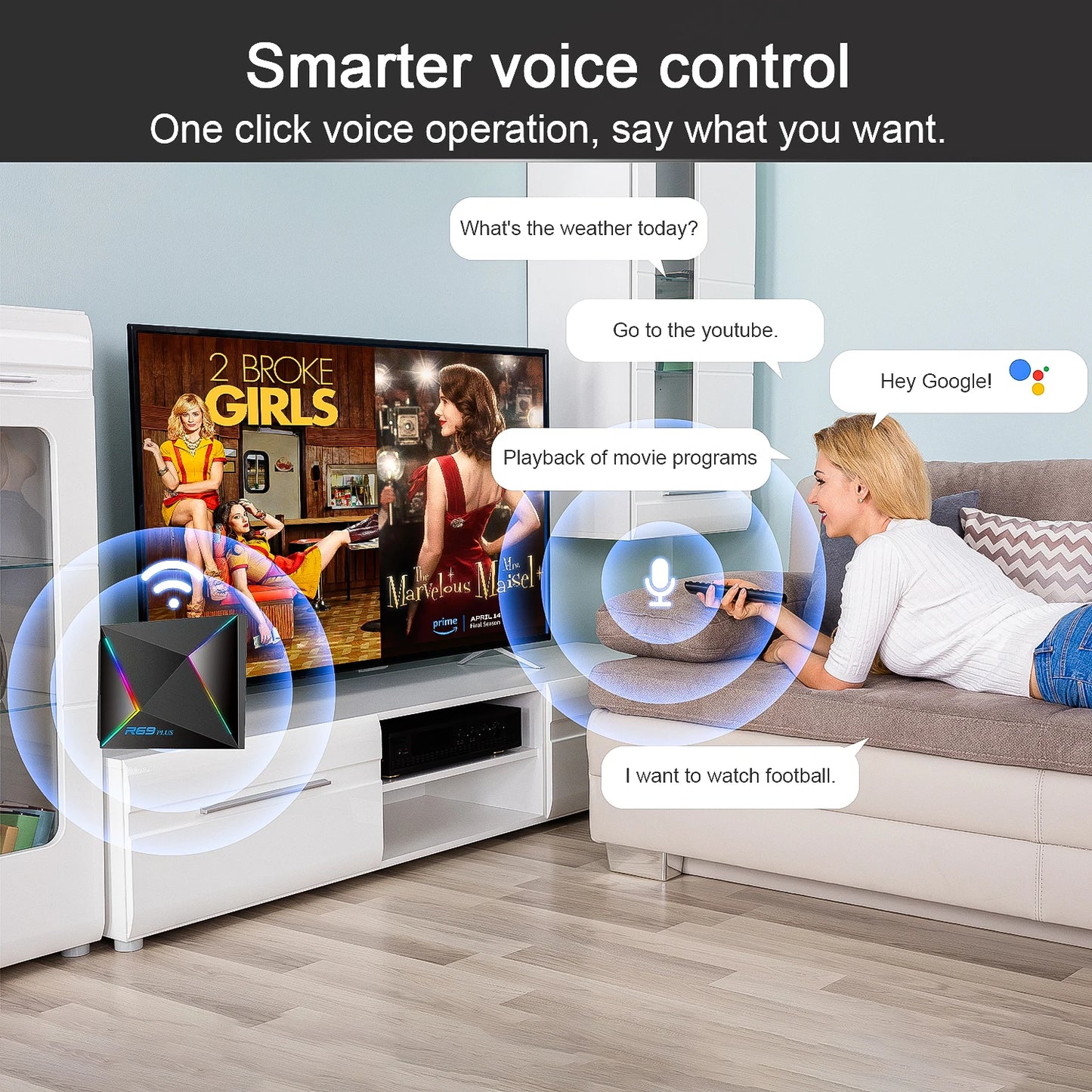 R69 Plus Voice Control TV Box Ultra HD 8K Allwinner H728 Octa Core Support Netflix tv box WIFI 6 Set Top Box