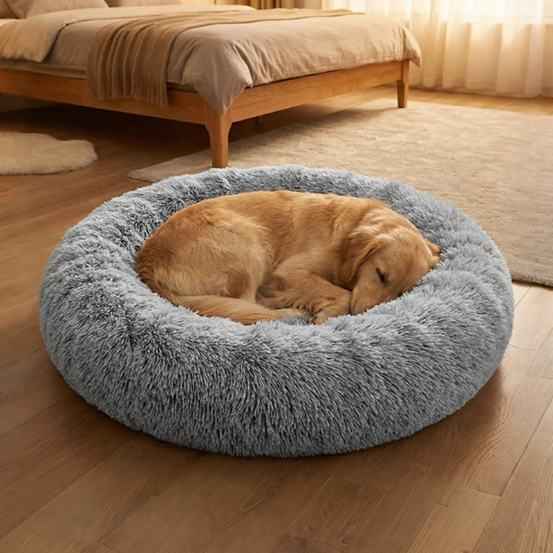 Plush Dog Bed Round Dog Bed Warm and Comfortable Pet Bed Machine Washable Non-Shedding Non-Dented Indoor Winter Pet Products