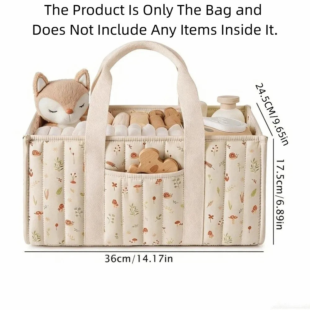 Large Capacity Baby Diaper Organizer Floral Beige Multi-Pocket Foldable Mommy Bag Multifunctional Portable Diaper Storage Bag