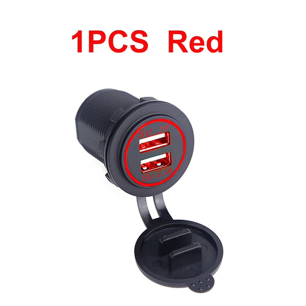 Universal Car Charger USB Vehicle DC12V-24V Waterproof Dual USB Charger 2 Port Power Socket 5V 2.1A/1A car-charger