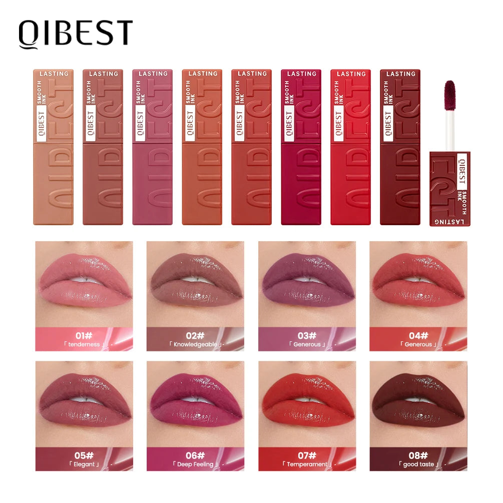 QIBEST Watery Gloss Lip Glaze Moisturizing Long Lasting Sexy Red Liquid Lipstick Mirror Glossy Lip Gloss Tint Cosmetic For Women