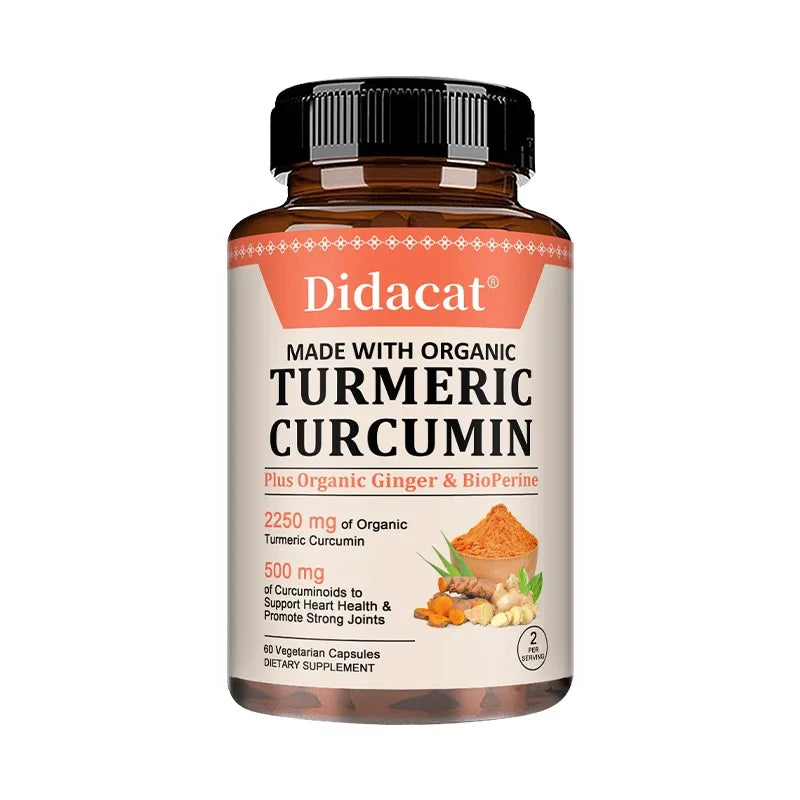 Turmeric Curcumin Capsules - with Black Pepper, Supports Joints, Digestion, Immune Health, Improves Mobility