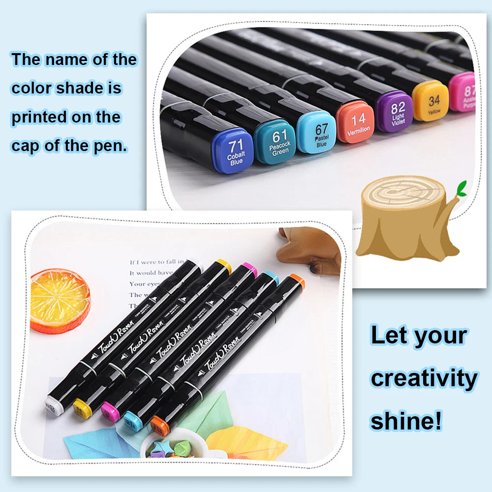 24/36/60/80/120/168 Colors Double Headed Oily Art Marker Pen Set for Draw Sketching ,Manga Illustration And Artistic Drawing