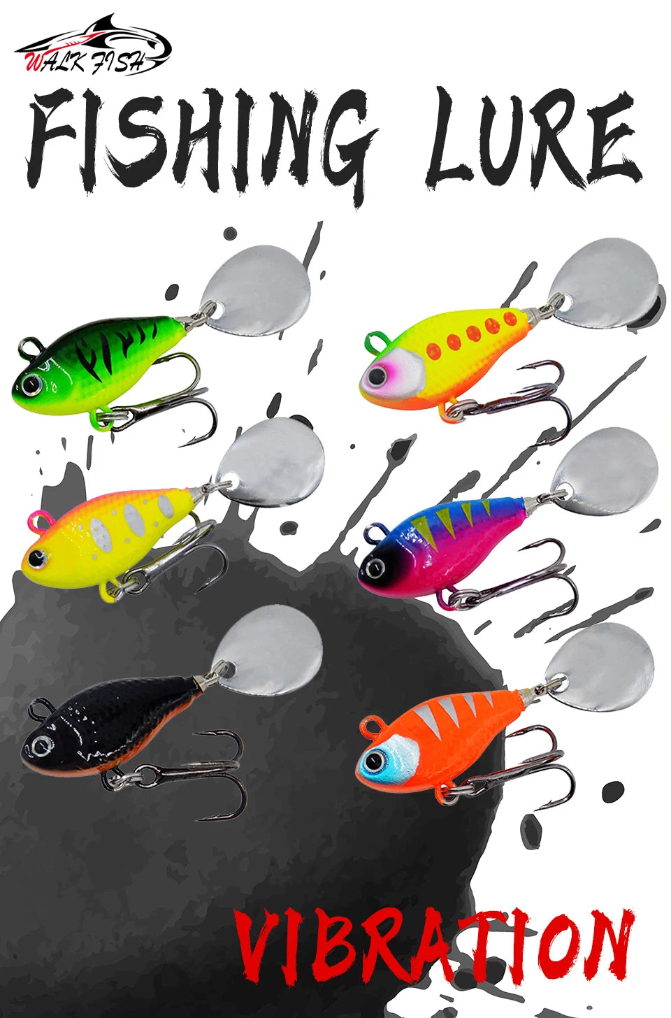 WALK FISH New 15g Metal Vib Rotating Spoon Wobbles Vibration Fishing Lures for Pike Bass Winter Jigs Pesca Fishing Tackle