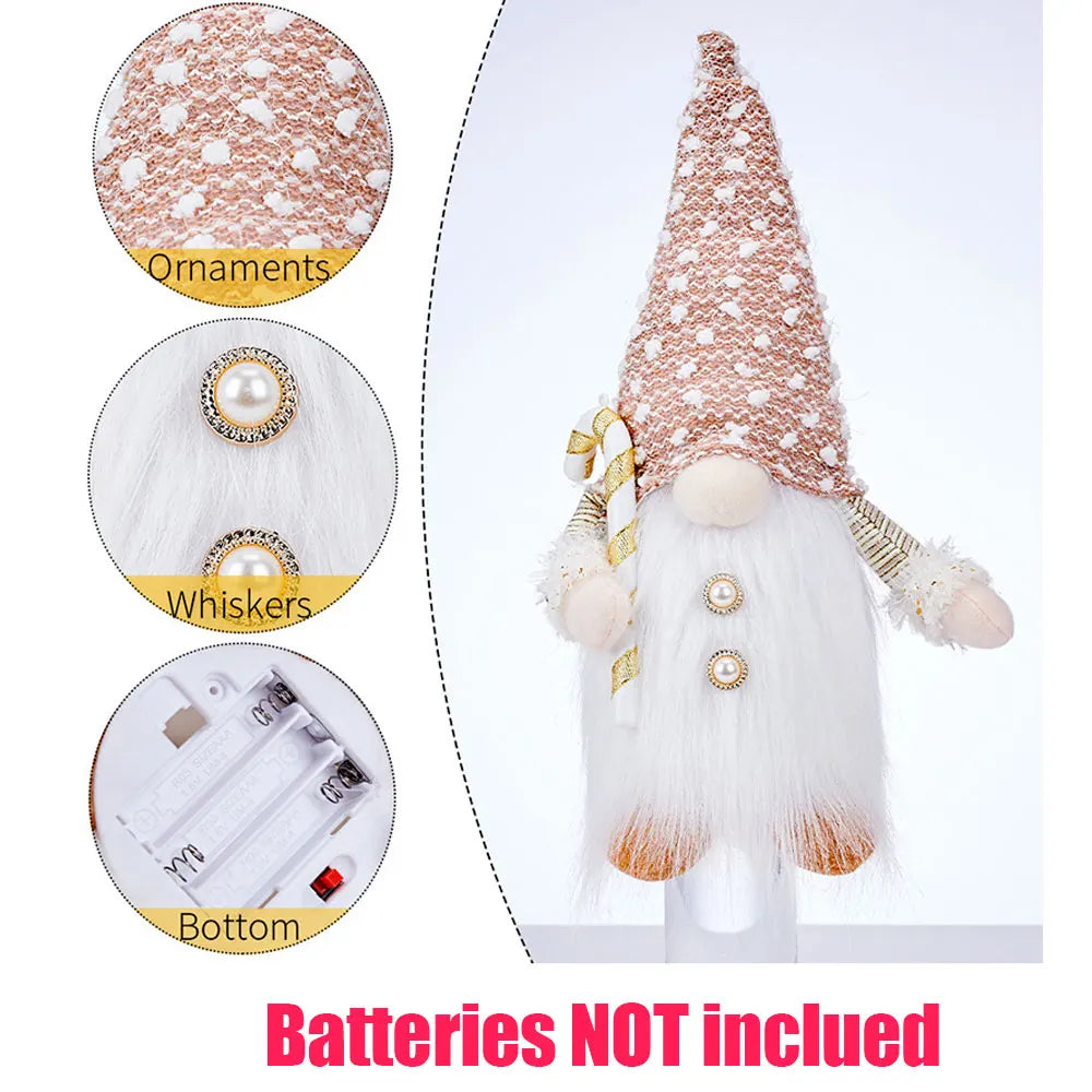 Christmas Gnome LED Night Light 2025 - Sequins Faceless Doll Ornament, Xmas Decor Gift for New Year Holiday