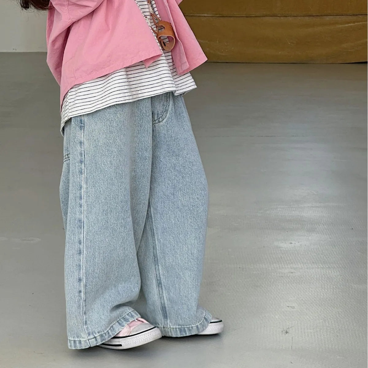 Kids Pants Spring New Korean Causal Children Clothing Boys Girls Simplicity Versatile Straight Leg Jeans Loose Motion Trousers