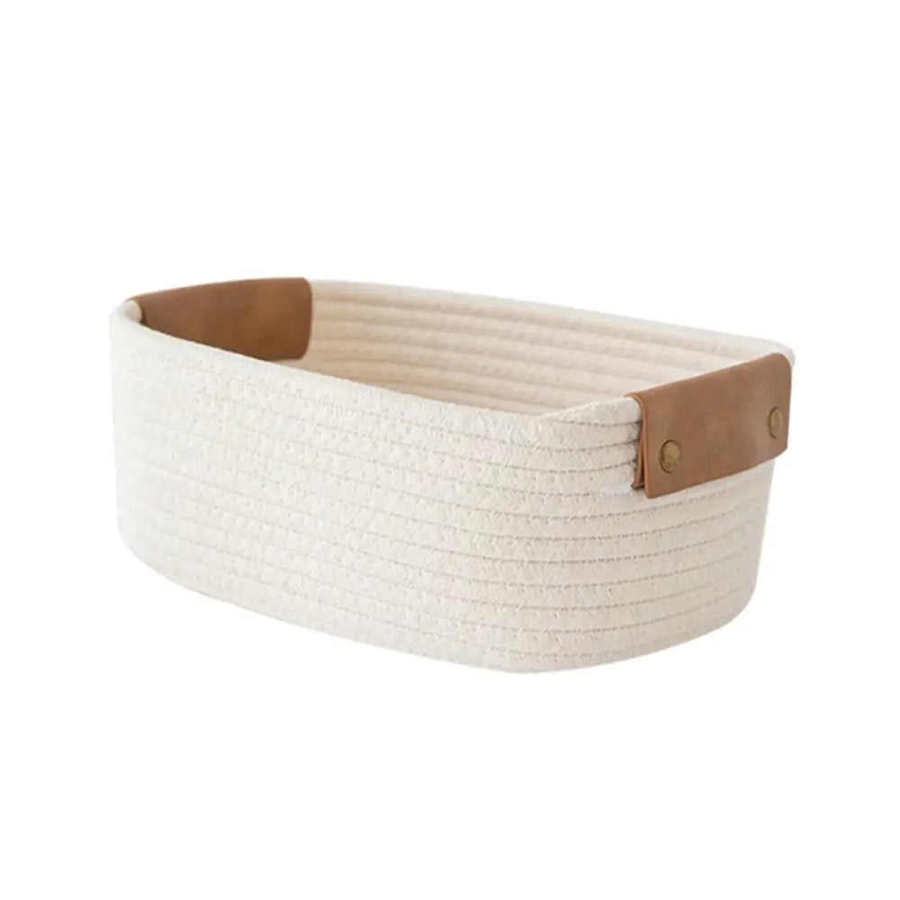 Woven Storage Basket Cotton Rope Storage Baskets Key Basket Desk Organizer Home Storage Box Foldable Organizer Box Home Decor