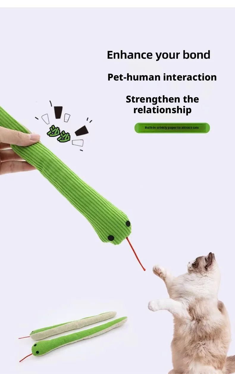 Interactive Snake‑Shape Pet Chew Toy, Bite‑Resistant Plush Sound Toy Teeth‑Cleaning for Kittens Puppies Small Pets