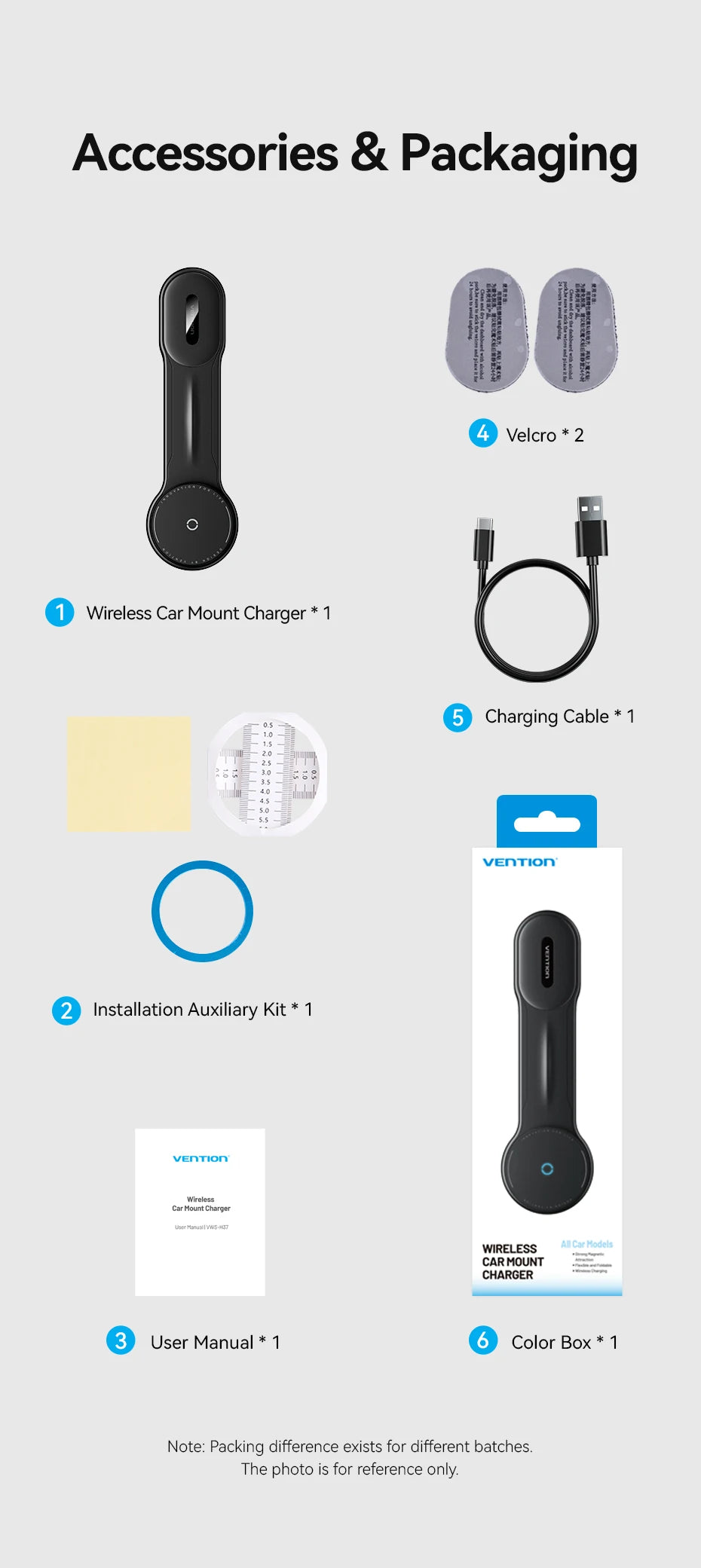 Vention Magnetic Car Phone Holder Mount Adhesive Style Adjustable Dashboard Magsafe For iPhone 12-17 15W Wireless Fast Charging