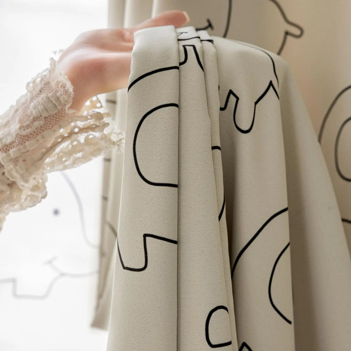 Cartoon Animals Pattern Semi-Blackout Curtains for Kids Bedroom, Beige Window Treatment Drapes for Boy Girl Window Nursery Room