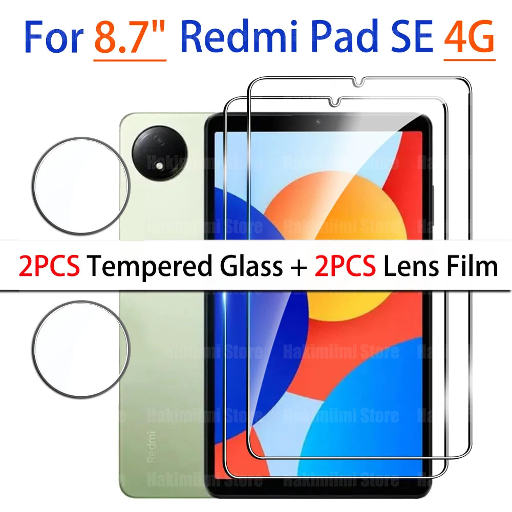 Screen Protector for Redmi Pad SE 4G (8.7 inch) 2024 Tablet Tempered Glass Film Rear Camera Protector Anti-fall/Anti-scratch 8.7